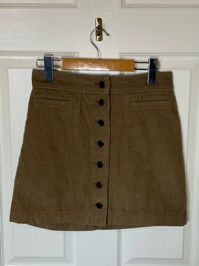 Wilfred Corduroy Button-Front Mini Skirt in Brown